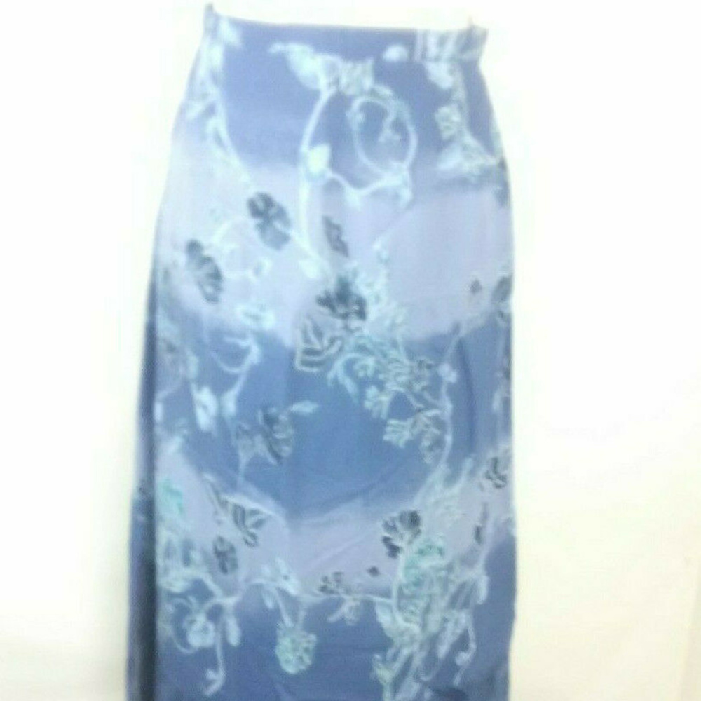 Delores Bell Mid-Calf A-Line Blue Pullon Side Slit